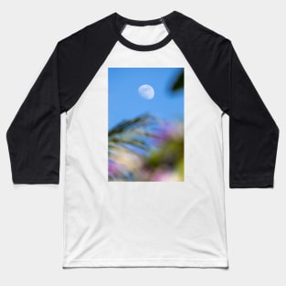 Day Moon with Palm Trees in Foreground Baseball T-Shirt